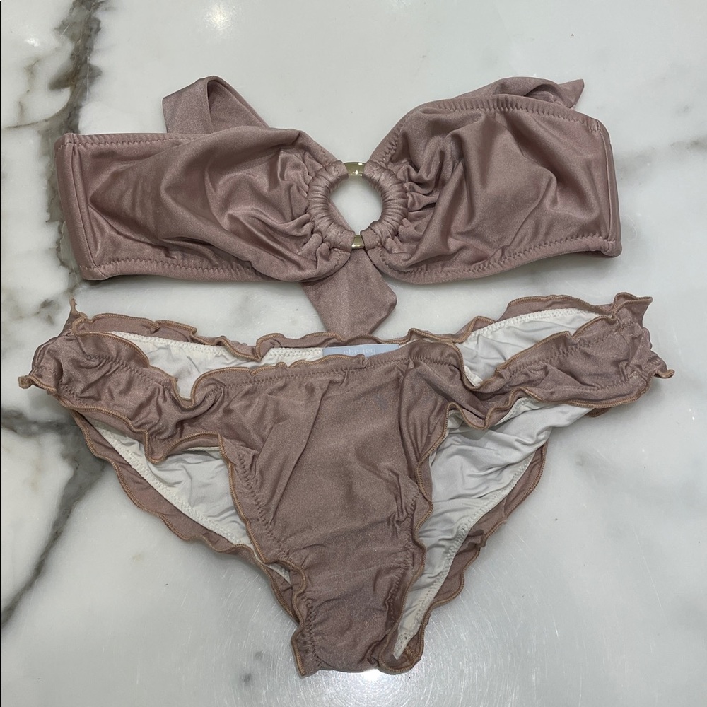Eberjey Mauve Ring-Front Bikini Set